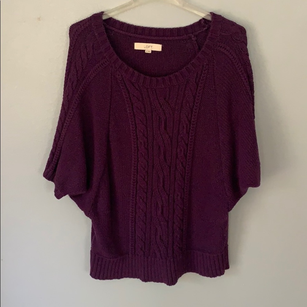 Loft Deep Purple Cable Knit Sweater Sz XL